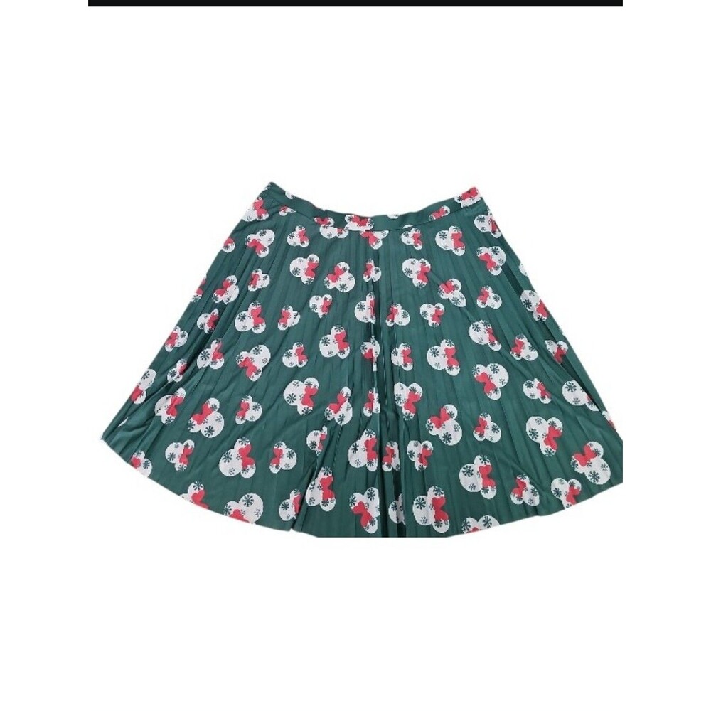Disney Minnie Mouse Christmas Pleated Midi Skirt Women 4X NWT Holiday Green